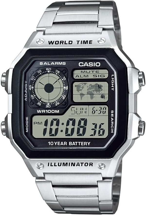 Casio Men's Classic Stainless Steel Japanese-Quartz Stainless-Steel Strap, Silver, 21 Casual Watch (Model: AE1200WHD-1A)