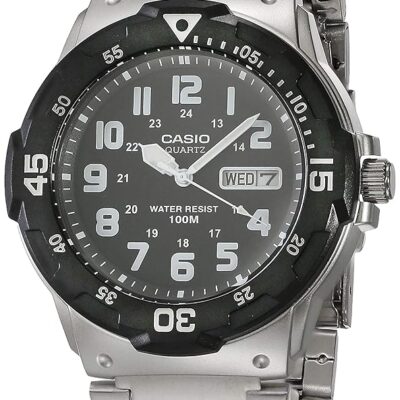 Casio Men’s Diver Style Quartz Watch with Stainless Steel Strap, Silver, 23.8 (Model: MRW-200HD-1BVCF)