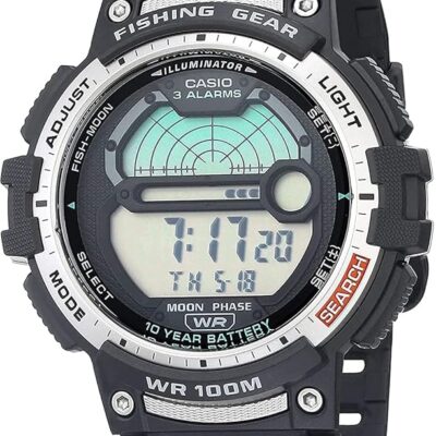 Casio Men’s Fishing Timer Quartz Watch with Resin Strap, Black, 24.1 (Model: WS-1200H-1AVCF)