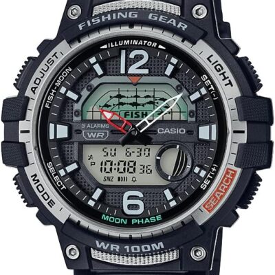 Casio Men’s Fishing Timer Quartz Watch with Resin Strap, Black, 24.1 (Model: WSC-1250H-1AVCF)