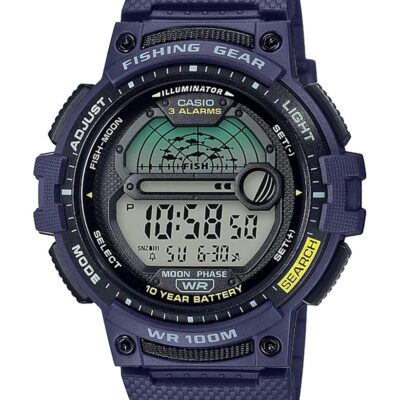 Casio Men’s Fishing Timer Quartz Watch with Resin Strap, Blue, 24.1 (Model: WS-1200H-2AVCF)