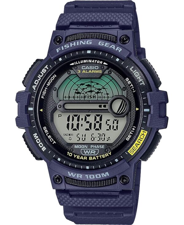 Casio Men's Fishing Timer Quartz Watch with Resin Strap, Blue, 24.1 (Model: WS-1200H-2AVCF)