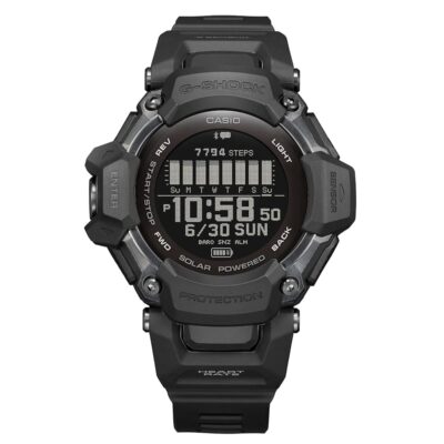 Casio Men’s G-Shock Move GBD-H2000 Series, Multisport (Run, Bike, Swim, Gym Workout), GPS + Heart Rate Watch, Quartz Solar Assisted Black and Watch with Black Resin Strap