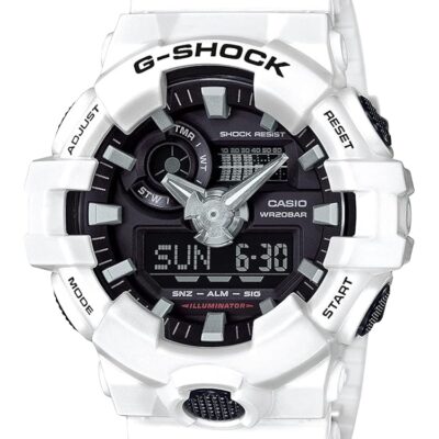 Casio Men’s ‘G Shock’ Quartz Resin Casual Watch, Color:White (Model: GA-700-7ACR)