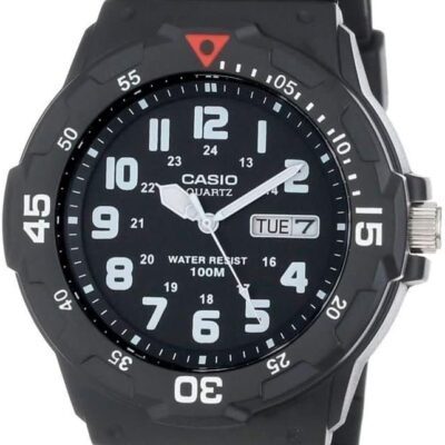 Casio Men’s Quartz Day-Date Indicator Black Resin Dive Watch (Model: MRW200H-1BV)