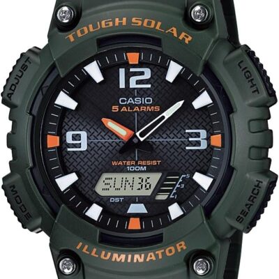 Casio Men’s Solar Powered Japanese Quartz Watch with Resin Strap Green (Model: AQS810W-3AV)