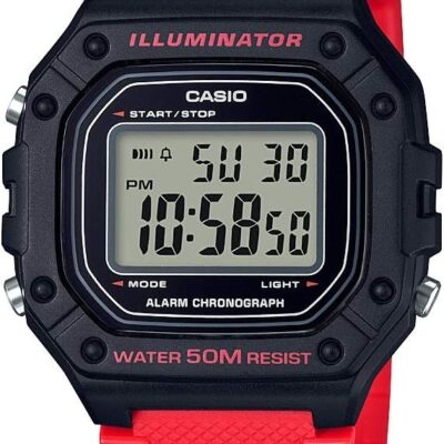 Casio Men’s W-218H-4BVCF Classic Digital Display Quartz Red Watch