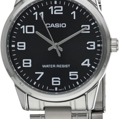 Casio #MTP-V001D-1B Men’s Standard Stainless Steel Easy Reader Black Dial Watch