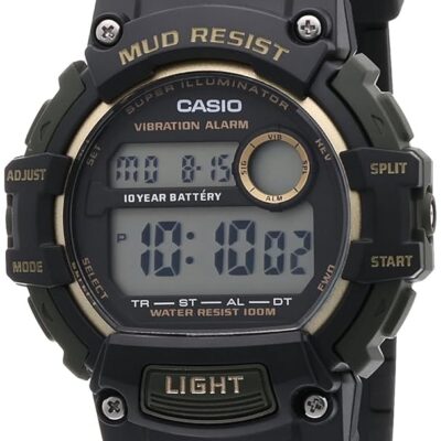 Casio Mud Resistant Stainless Steel Quartz Watch with Resin Strap, Black, 27.6 (Model: TRT-110H-1A2VCF), standard, adult