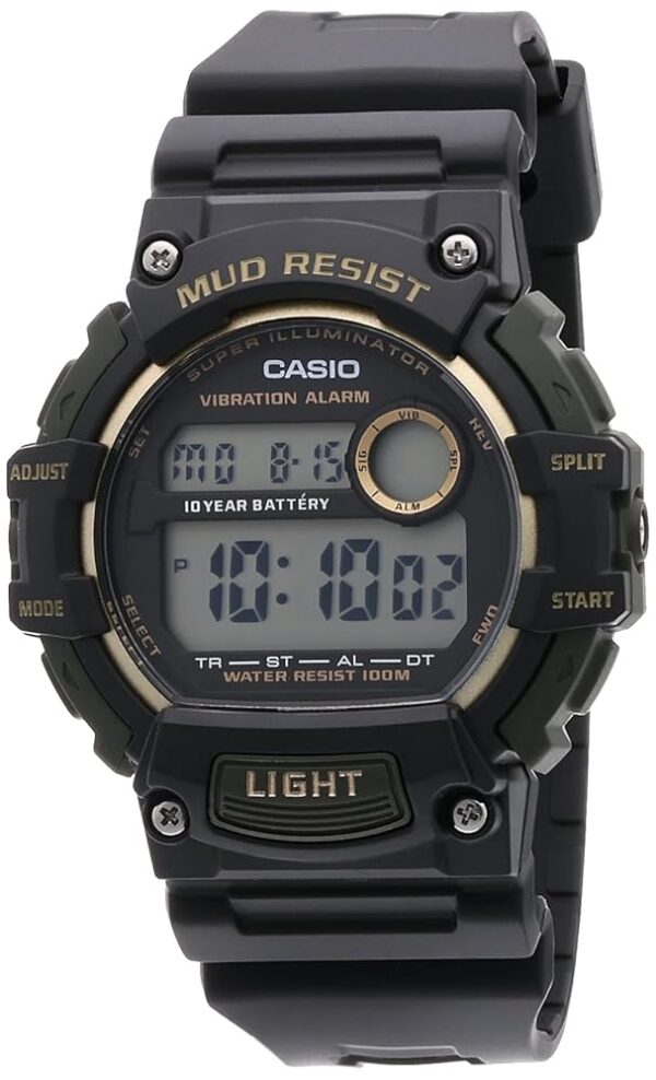 Casio Mud Resistant Stainless Steel Quartz Watch with Resin Strap, Black, 27.6 (Model: TRT-110H-1A2VCF), standard, adult