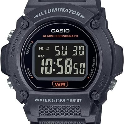 Casio Quartz Fitness Watch with Resin Strap, Gray, 25.5 (Model: W-219H-8BVCF)