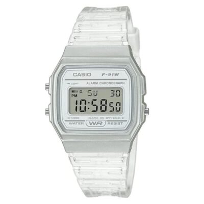 Casio Quartz Watch with Resin Strap, Clear, 20 (Model: F-91WS-7CF)