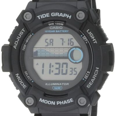 Casio Tide Graph Moon Phase 10-Year Battery Men’s Sports Watch w/LED Illuminator Model: WS1300H-1AV Black