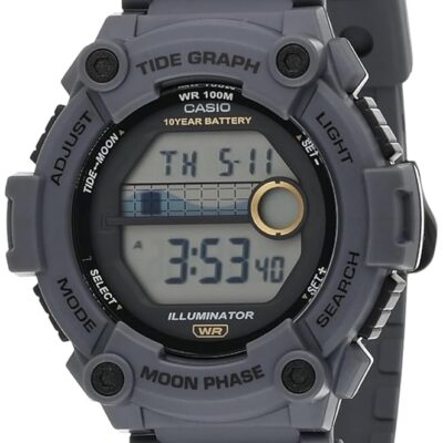 Casio Tide Graph Moon Phase Men’s Sports Watch w/Illuminator (Model WS-1300H-8AV Gray)