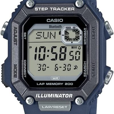 Casio WS-B1000 Series | Men’s Digital Watch | (Blue) | 100M WR | Step Tracker | LED Illuminator | 100 SEC Chronograph | Daily Alarm | 2-Year Battery