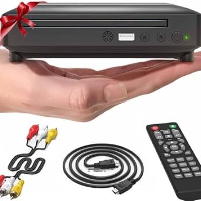 Ceihoit Mini HD DVD Player, CD Players for Home, DVD Players for TV, HDMI and RCA Cable Included, Up-Convert to HD 1080p, All Region, Breakpoint Memory, Built-in PAL/NTSC, USB 2.0