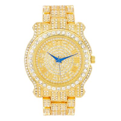 Charles Raymond Bling-ed Out Ultimate Hip Hop Royalty Mens Watch w/Easy Reader Roman Numeral or Iced Out Diamond Time Indicators – Bright Colored Dials – L0504