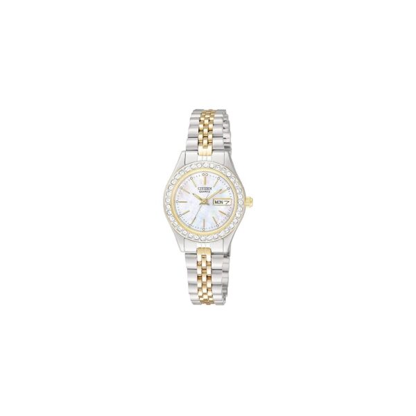 Citizen Ladies' Dress Quartz Stainless Steel Bracelet with Crystals and Day Date