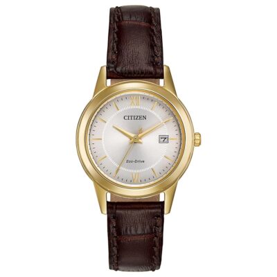 CITIZEN Ladies’ Eco-Drive Classic Leather Strap Watch with 3-Hand Date