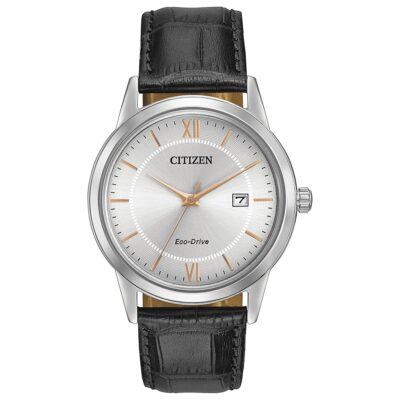 Citizen Men’s Classic Eco-Drive Leather Strap Watch, 3-Hand Date