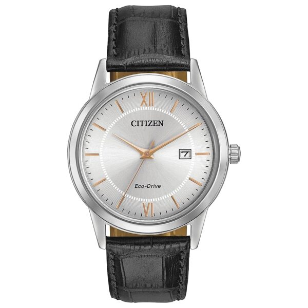 Citizen Men's Classic Eco-Drive Leather Strap Watch, 3-Hand Date