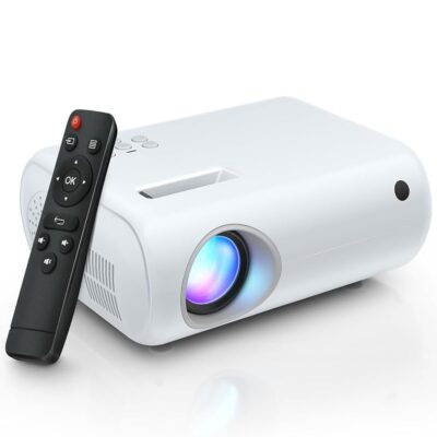 CLOKOWE Mini Protable Projector – Full HD Movie Projector for kids, Compatible with Smartphone/Fire stick/HDMI/USB/AV, Indoor and Outdoor Use