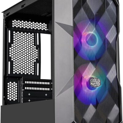 Cooler Master TD300 Mesh Micro-ATX Tower with Polygonal Mesh Front ana Removable Top Panel, ARGB/PWM Hub Tempered Glass, Dual Sickleflow PWM ARGB Lighting Fans