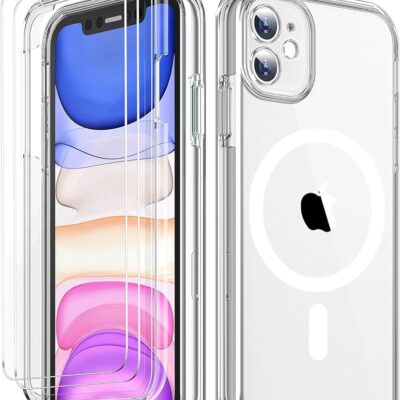 COOLQO Magnetic for iPhone 11 Case [Compatible with MagSafe][6 in 1], 2X[Screen Protector][Military Grade Protection] Shockproof Protective Phone Case Cover, Clear