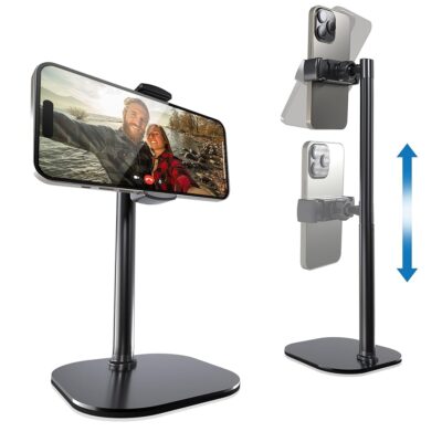 Cooper Chat Stand, Height Adjustable Cell Phone Stand for Desk | Rotating, Tilting Cell Phone Holder for Desk with 9-14″ Eye-Level View | Metal Cell Phone Tripod Stand, Phone…