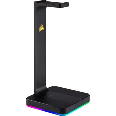 Corsair ST100 RGB Premium Headset Stand with 7.1 Surround Sound – 3.5mm and 2xUSB 3.0,Aluminum