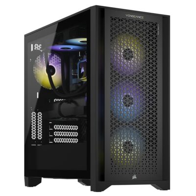 Corsair Vengeance i7400 Series Gaming PC – Liquid Cooled Intel® Core™ i9 12900K CPU – NVIDIA® GeForce RTX™ RTX 4090 GPU – 2TB M.2 SSD – 64GB Vengeance RGB DDR5 Memory – Black