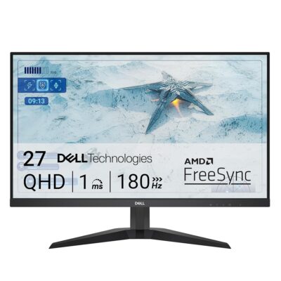 Dell G2725D Gaming Monitor – 27-inch QHD (2560×1440) up to 180 Hz, 2ms Response time, 99% RGB Display, DisplayPort/HDMI Connectivity, AMD FreeSync, Comfortview, Tilt Adjustable…