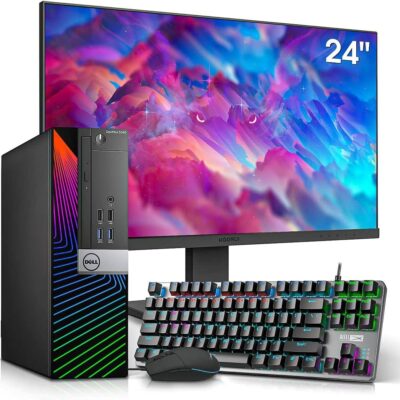 Dell Gaming PC Desktop Computers with 24 Inch Koorui Monitor Bundle, GT 1030 2GB GDDR5, Intel Core i7-6700,16GB Ram 512GB SSD, Built-in WiFi Ready, Windows 10 Pro, Altec RGB…