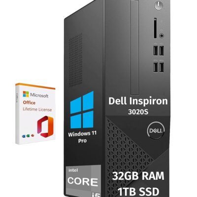 Dell Inspiron Desktop Computer Tower, Intel 10-Core i5 Business + Gaming PC Desktop Tower, 32GB RAM 1T SSD, Windows 11 Pro, Lifetime Office, Intel UHD Graphics 730, RJ-45,…