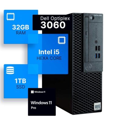 Dell Optiplex 3060 Desktop Computer | Intel i5-8500 (3.2) | 32GB DDR4 RAM | 1TB SSD Solid State | Windows 11 Professional | Home or Office PC (Renewed)