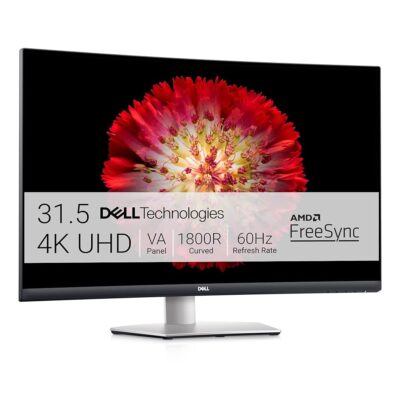 Dell S3221QS 32 Inch Curved 4K UHD (3840 x 2160), VA Ultra-Thin Bezel Monitor, 60Hz, 4MS Response Time, 90% DCI-P3, 99% sRGB, AMD FreeSync, HDMI, DisplayPort, Built in Speakers,…