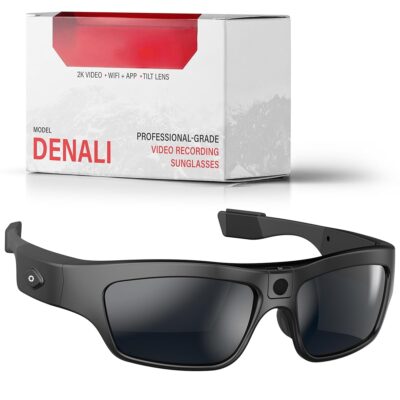 Denali 2K/1080P HD Camera Glasses POV Video Recording Sport Sunglasses DVR Eyewear, Up to 60fps, 128gb Memory