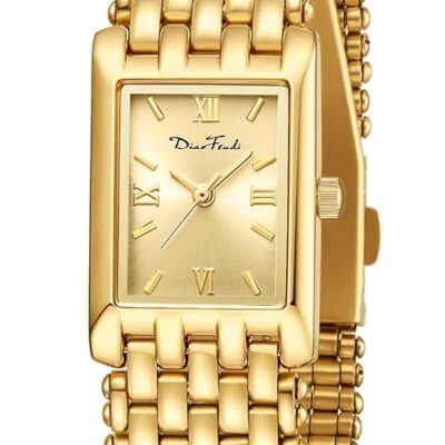 Diaofendi Gold Watches for Women Luxury Ladies Quartz Wrist Watches Stainless Steel Bracelet,Vintage Fashion Womens Gold Watch,Bracelet Adjustment Tool Included,Water Resistant