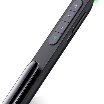 DinoFire USB Rechargeable RF 2.4 GHz Green Light Presentation Remote, Powerpoint Clicker Wireless Presenter Presentation Clicker Slide Advancer for Mac/Keynote/PC/PPT