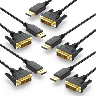 DisplayPort to DVI Cable 6ft 5 Pack, DP Display Port to DVI D Cable Adapter Male to Male Cord for Monitor Desktop Laptop Projector HDTV Compatible with Lenovo HP ASUS Dell