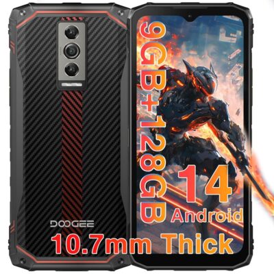 DOOGEE Blade 10 Rugged Smartphone(2024),Ultra-Thin Android 14 Unlocked Rugged Phone,128GB ROM/TF 2TB,6.56″ HD+ 90Hz Smartphone,5150mAh Battery,16MP Camera,Dual SIM IP68…