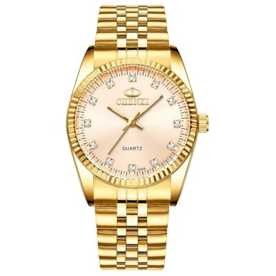 DREAMING Q&P Fq-043 Classic Golden Stainless Steel Male Female Crystals Quartz Wrist Watches for Man Woman Gold