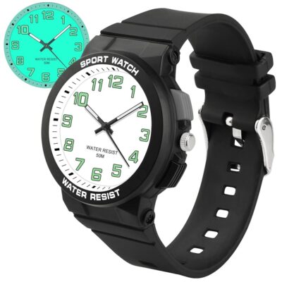 DTKID Kids Watches Teenager Boys,Kids Analog Watch 5ATM Waterproof with Backlight,Teenager Children Watch Easy to Read Dial 5-16