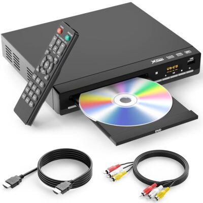 DVD Players for TV with HDMI,Plays All Regions and Formats,CD Player for Home,Support 1080P Video/CD/DVD/VCD/JPEG/USB, Remote, HDMI and RCA Cables Included