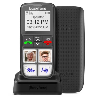 Easyfone T6 4G Picture Button Cell Phone for Seniors and Kids | Easy-to-Use | Clear Sound | Easy Charging Dock | SOS Button | SIM Card Included | Good for Dementia, Alzheimer’s…