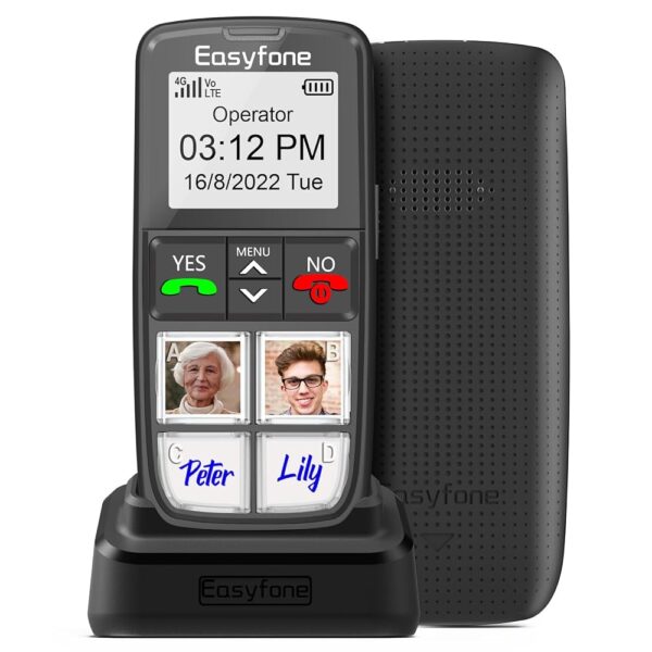 Easyfone T6 4G Picture Button Cell Phone for Seniors and Kids | Easy-to-Use | Clear Sound | Easy Charging Dock | SOS Button | SIM Card Included | Good for Dementia, Alzheimer's...