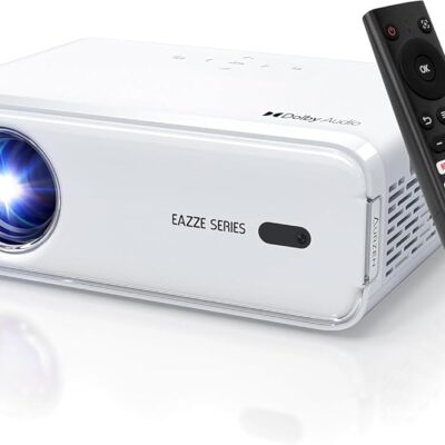 EAZZE D1 Smart Projector with WiFi and Bluetooth, Netflix-Officially-Licensed, Auto Focus & Keystone, DoIby Audio, Zoom, Native 1080P Movie, Portable Outdoor Mini Projector, White