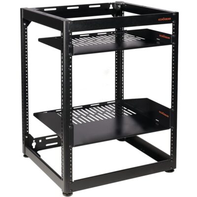 ECHOGEAR 15U Open Frame Rack for Servers & AV Gear – Wall Mountable Design Includes 2X Vented Shelves, 25x Rack Mounting Screws, 4X Leveling Feet, 4X Shelf Stops, & 2X…