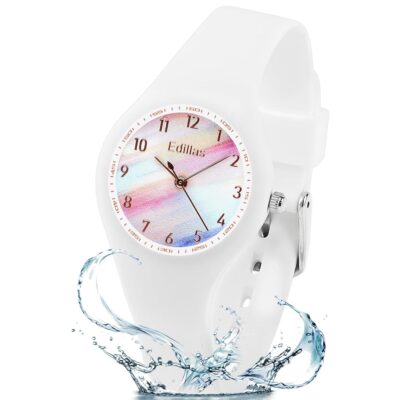 Edillas Kids Watch Analog for Girls Boys, 50M Waterproof Children Quartz Watch for Kids, Students with Soft Silicone Strap, Easy to Read Learn time Watch Presents