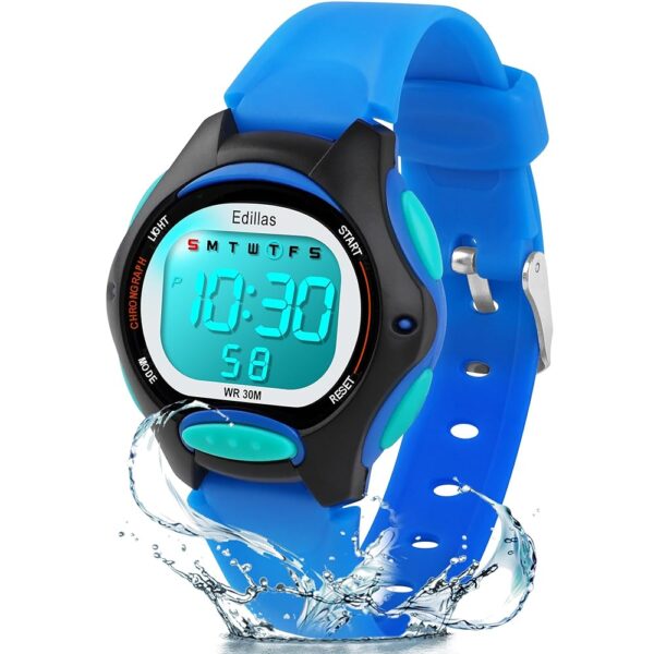 Edillas Kids Watches Digital Girls Boys,7 Colors Waterproof Wrist Watches for Child Sport Outdoor Multifunctional with Stopwatch/Alarm Watch Ages 4-12